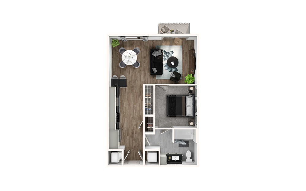 A1 1 Bed 1 Bath Floorplan