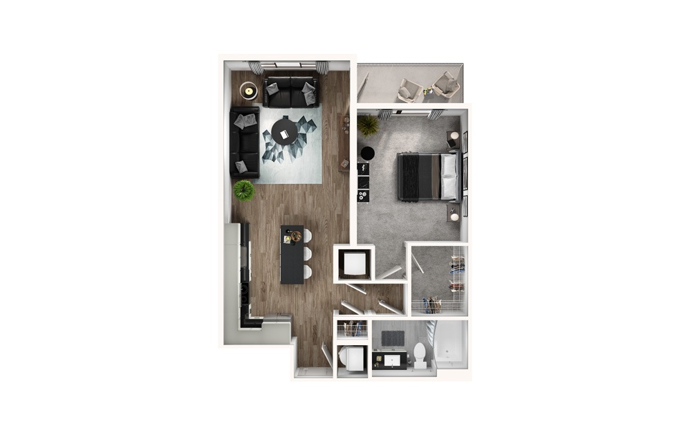 A4 1 Bed 1 Bath Floorplan