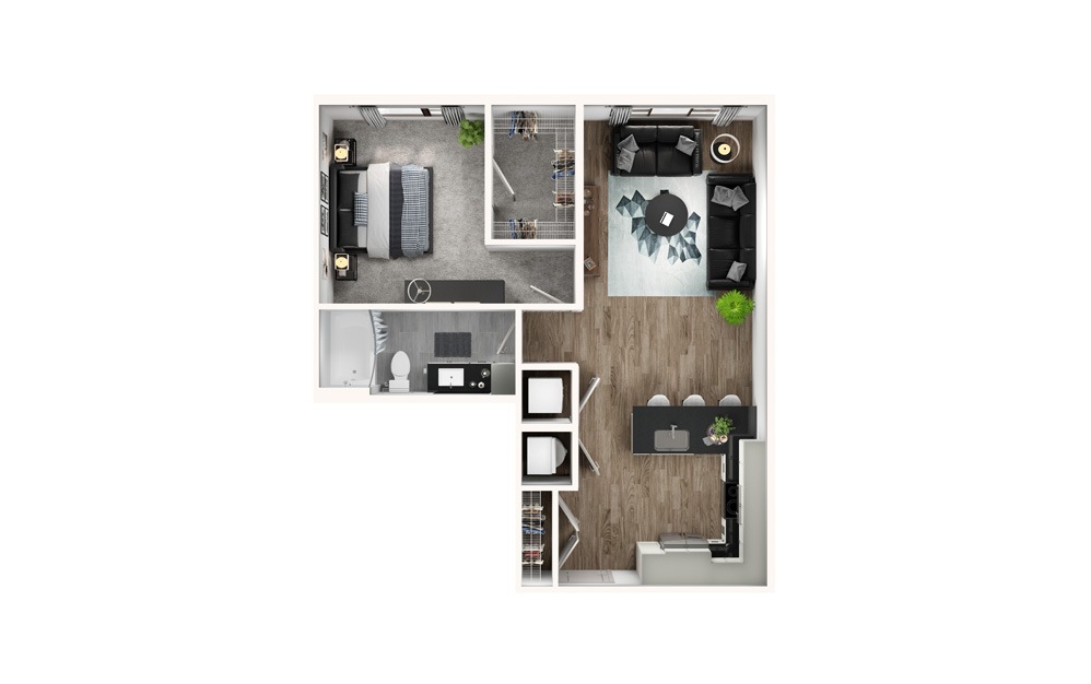 A5 1 Bed 1 Bath Floorplan