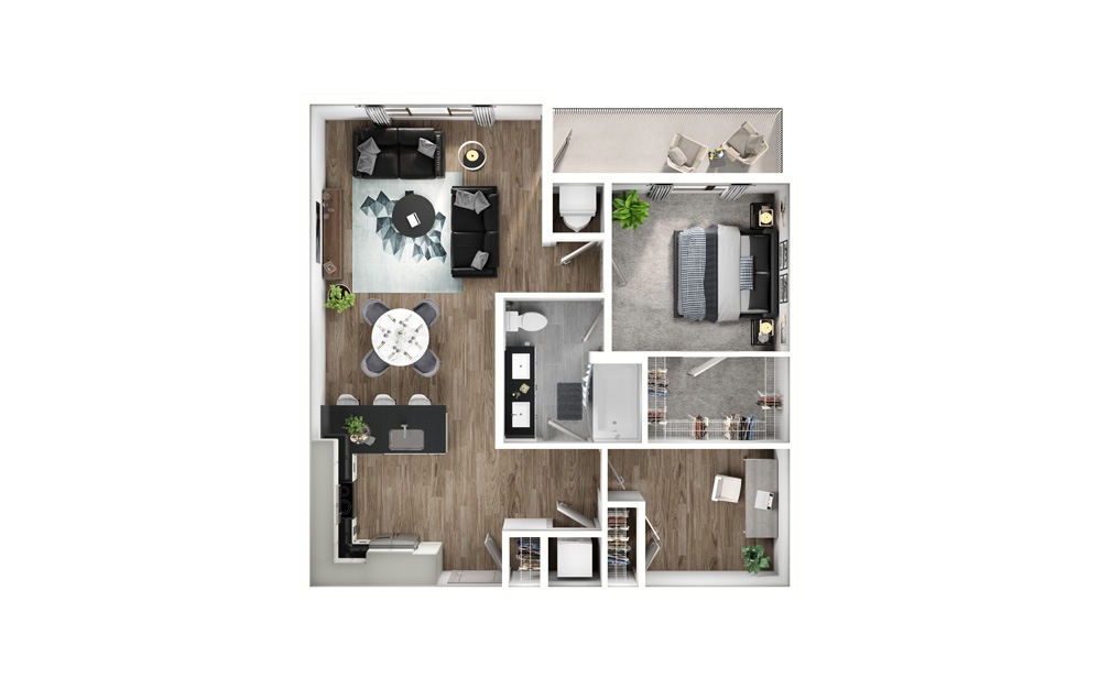 A7D 1 Bed 1 Bath Floorplan