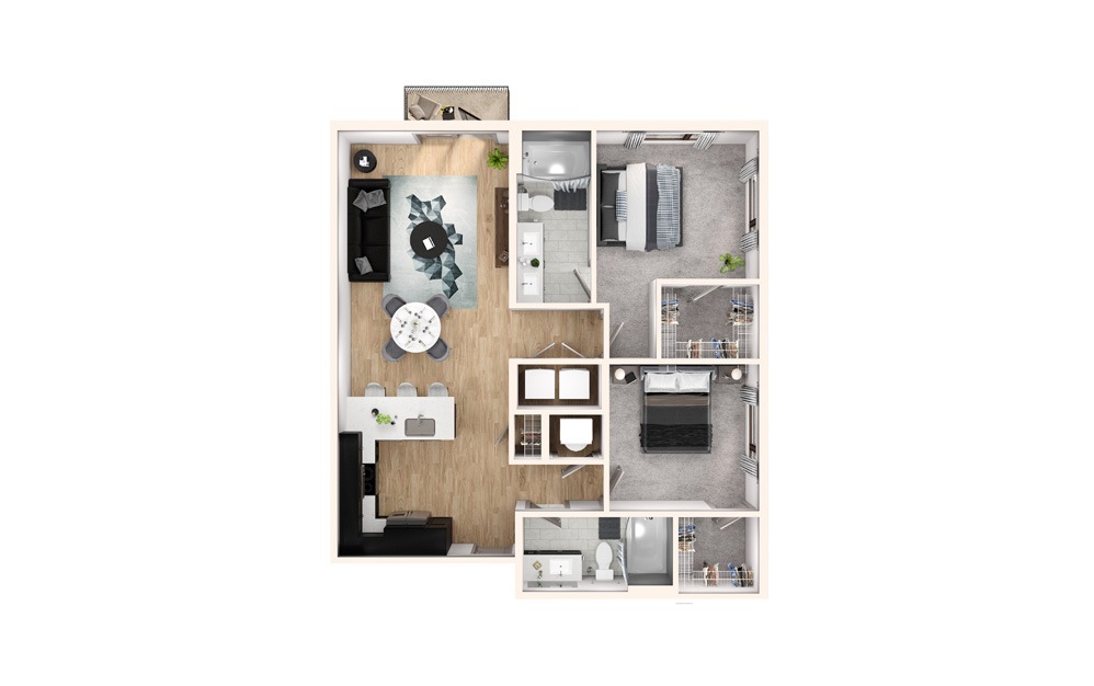 B1 2 Bed 2 Bath Floorplan