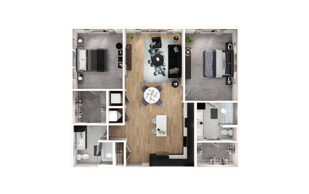 B3 2 Bed 2 Bath Floorplan