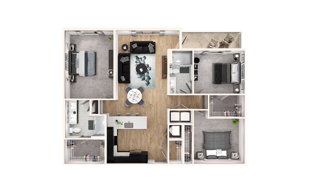 B4D 2 Bed 2 Bath Floorplan