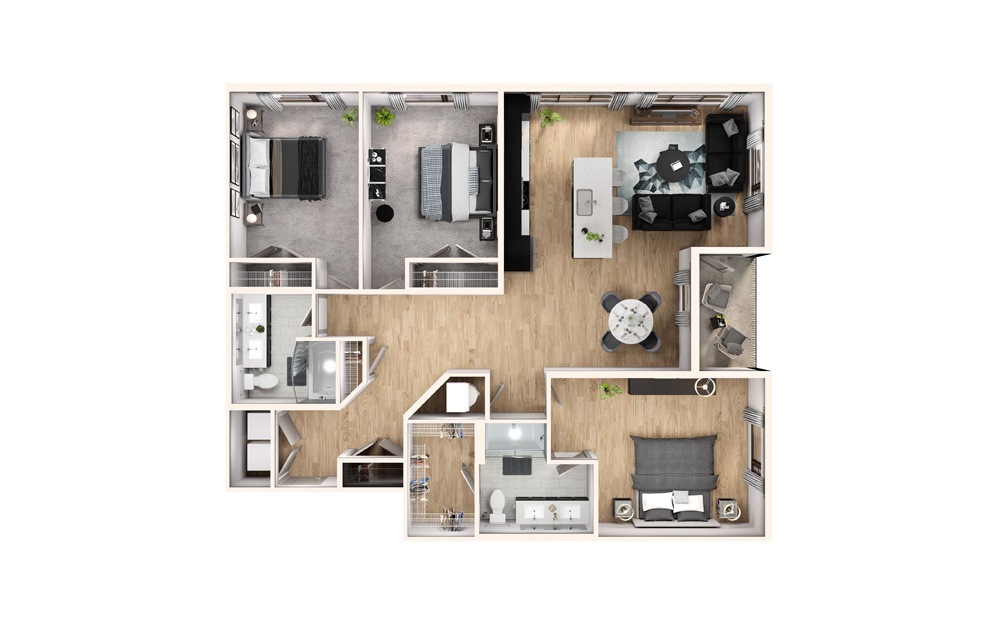 B5D 2 Bed 2 Bath Floorplan